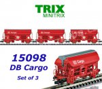 15098 TRIX MiniTRIX N Set 3 samovýsypných vozů s brzdařskou plošinou DB Cargo