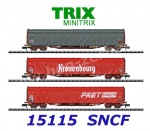 15115 TRIX MiniTRIX N  Set 3 vozů se shrnovací plachtou Rilns, SNCF