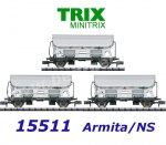 15511 TRIX MiniTRIX N Set of 3 dump cars type Tds of the NS