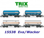 15538 TRIX MiniTRIX N  Set 4 cisternových vozů EVA,  WACKER, DB