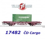 17482 Tillig TT Kontejnerový vůz řady  Lgs, s kontejnerem EVERGREEN, ČD Cargo