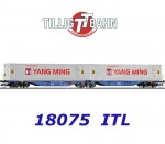 18075 Tillig TT Dvojitý kontejnerový vůz řady Sggmrss se 2 kontejnery "Yang Ming", ITL