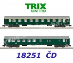 18251 TRIX MiniTRIX N Set of 2 Express Train Passenger Cars 2nd Class Type Y/B, CD