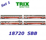 18720 TRIX MiniTRIX N Set 4 rychlíkových vozů  EW III  "Swiss Express", SBB - Set 1