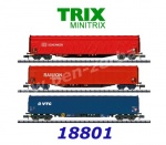 18801 TRIX MiniTRIX N  Set 3 uzavřených vozů se shrnovací plachtou