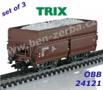 24121 Trix Set 3 samovýsypných vozů řady  Fad s nákladem, OBB.