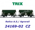 24169-02 TRIX Set of 2 Hinged Roof Cars type Tds of the Czech Railco A.S., CZ