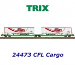 24473 Trix double pocket car of CFL Cargo loaded with two curtain tarp semi rigs, Mars
