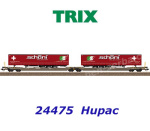 24475 TRIX dvojitý kapsový vůz řady Sdggmrss se 2 polotrailery, Hupac