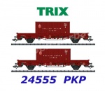 24555 TRIX Set of 2 stake cars  type 24Z with container of the PKP
