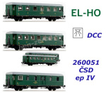 260051 EL-HO Set 5 osobních vozů 'Rybák' ČSD s osvětlením, DCC