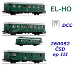 260052 EL-HO Set 5 osobních vozů 'Rybák' ČSD s osvětlením, DCC