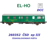 260352 EL-HO Služební vůz ČSD Postaa s nápisem ČESKOSLOVENSKÁ POŠTA, DCC