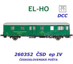 260352 EL-HO Služební vůz ČSD Postaa s nápisem ČESKOSLOVENSKÁ POŠTA, DCC