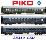 28319 Piko Set of 3 Passenger Cars Istropolitan / Dukla of the CSD