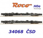 34068 Roco Vagonová souprava se dvěma 4-nápravovými úzkorozchodnými vozy ČSD.