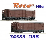 34583 Roco H0e  Set of 2 Boxcars type GGm of the OBB