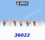 36022 Noch Fire Brigade (orange protective clothes), 5 Figures + 2 ladders, N