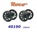 40190 Roco Standard fine-cast spoked wheel set DC, with split axle., 2pcs