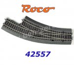 42557 Roco RocoLine 2,1 mm with Bedding Curved Turnout Right BWR 2/3