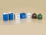 42593 Auhagen 2 portable toilets, 5 recycling containers, H0 / TT