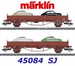 45084 Märklin Set of 2 cars Type Oms loaded with 4 cars Saab, SJ