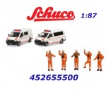 452655500 Schuco Set 2 aut VW Transporter T5 "Záchranná služba DB", MHI, H0
