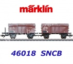 46018 Marklin Set of 2 gondolas type 1520 B with Hinged Covers of the SNCB