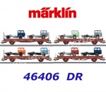 46406 Marklin Set of 4 stake cars type Ks 3300 and Ks 3301 loaded with tractor LIAZ 706 of the DR