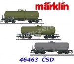 46463 Marklin Set 3 cisternových vozů s brzdařskou plošinou řady Zaes, ČSD