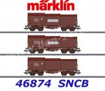 46874 Marklin Set 3 uzavřených vozů s  posuvnými kryty Shimmns, SNCB/NMBS