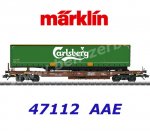 47112 Marklin  Plošinových vůz řady Sdgmns 33 s polotrailerem pivovaru "Carlsberg", AAE Cargo