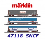 47118 MarklinSet of 3 Sliding Tarp Car "Mineral Water Transport" of the SNCF