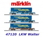 47120 Marklin Set 3 plošinových vozů s polotrailery Set "LKW Walter"