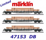47153  Marklin  Set of 3 stake cars type Rs 684 with a load of wood of the DB