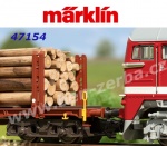 47154 Marklin Set of 5 stake cars type Snps 719 with load of real wood of the DB