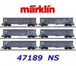 47189  Marklin  Set 6 otevřených vozů s nákladem dřevěných štěpků, NS Cargo