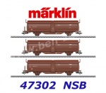47302 Marklin Set 3 vozů řady Tbis s posuvnou střechou / stěnami, NSB