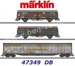 47349 Marklin Set 3 různých vagonů s posuvnými stěnami, patina, DB
