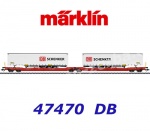 47470 Marklin Double deep well flat car type Sdggmrss 738 with 2 semi rigs of the DB Schenker.