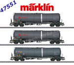 47551 Marklin Set 3 cisternový vozů řady Zacns, "Ermewa" a "Millet"