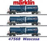 47568 Marklin Set tří 4-nápravových cisternových vozů řady  Zacens., Wascosa