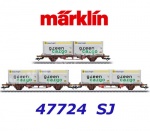 47724 Marklin  Set of 3 Container Cars Lgjns with containers "green cargo" of the SJ