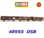 48955 Brawa Set 3 vozů s posuvnými stěnami řady Hbis 299 "SWS", DSB