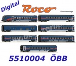5510004 Roco 7-piece "Nightjet" wagon set of the OBB, DCC decoder