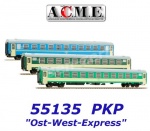 55135 A.C.M.E. ACME Set of 3 Passenger Cars of the train "Ost-West-Express" , of the PKP