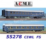 55278 A.C.M.E. ACME Set of 2 Sleeping Cars Type  Ub 3830 and MU4858 of the  CIWL, FS