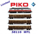 58116 Piko Set Diesel locomotive Class 232 with 3 wooden transport cars of the WFL
