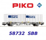 58732 Piko Container car with 2 Containers Cargo Domino of the SBB