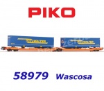 58979 Piko Dvojitý kontejnerový vůz s 2 návěsy  "LKW Walter" , Wascosa
